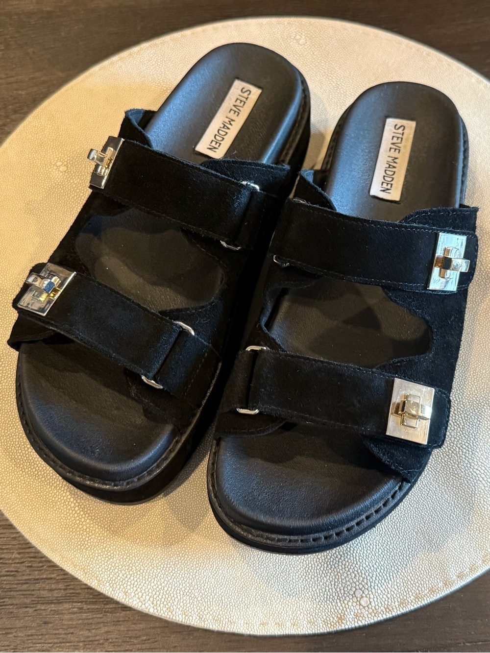 Steve Madden Black Suede Platform Sandal